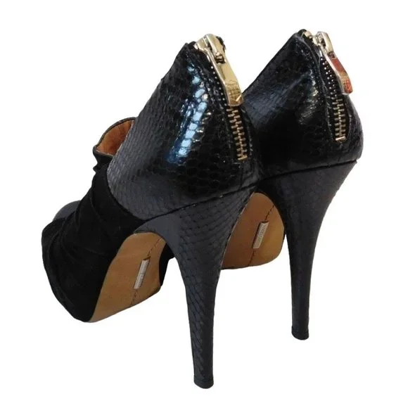 Vince Camuto Miki Black Leather Suede Peep Toe Stiletto Pumps Size 7.5 - Picture 6 of 9